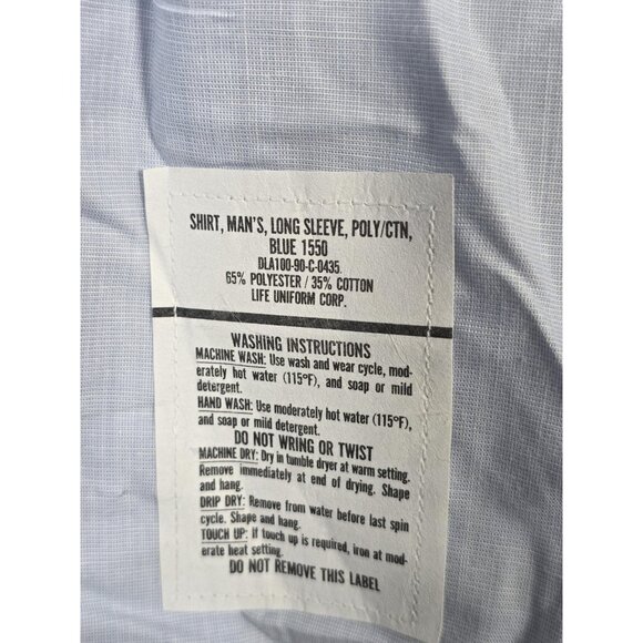 VINTAGE US Air Force Shirt Mens 16.5 Blue 1550 Long Sleeve Uniform Epaulets 90s - Picture 2 of 11